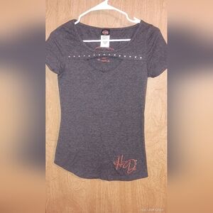 Harley embroidered keyhole shirt